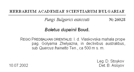 Herbarium label